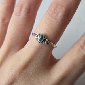 Sterling Silver Teardrop Malachite Ring